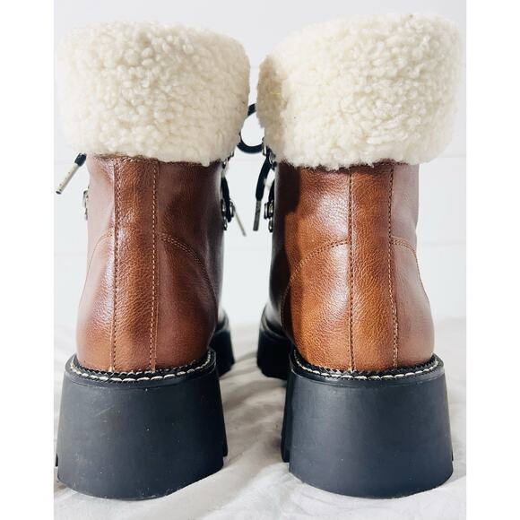 Steve Madden Cool Planet Platform Combat Boots Womens 7.5 Brown Sherpa Lug Sole - Picture 5 of 7